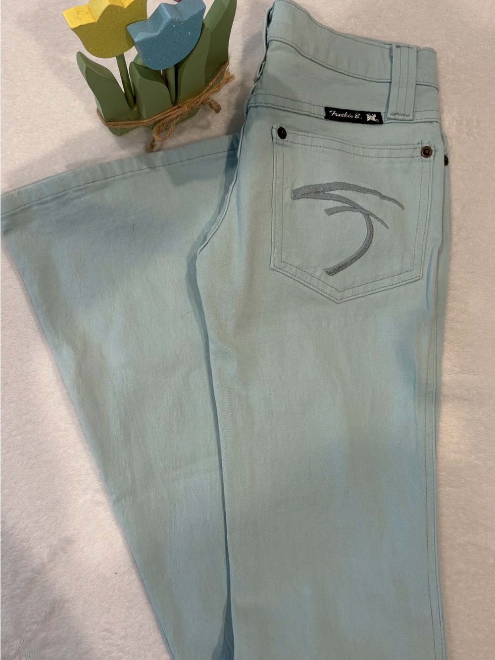 Frankie B Vintage Y2K Bootcut Flare Jeans Pastel Blue